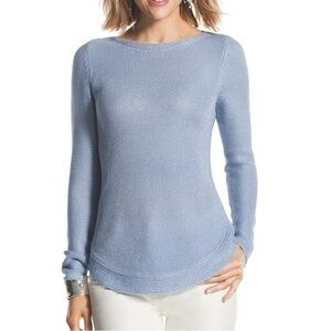 Chico’s Bianca  Casual Pullover metallic sweater size (2) 12